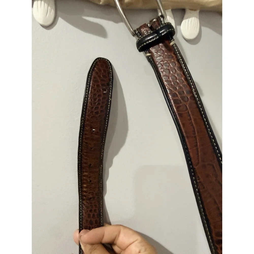 Tommy Bahama‎ Genuine Top Grain Brown Croc Embossed Leather Belt Men's Sz 40 40